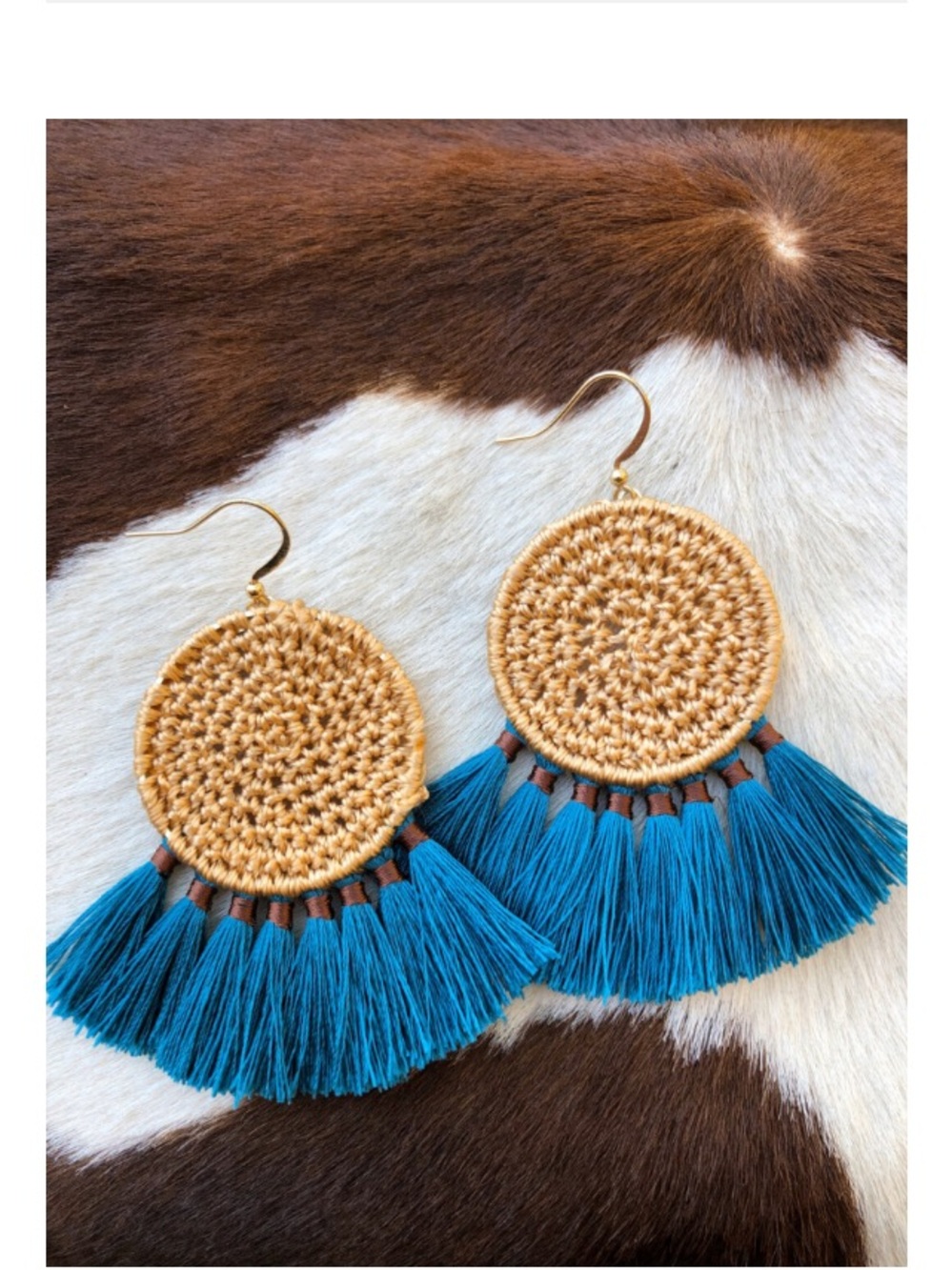 🇺🇸4 For $20 Ale Accessories “Alba ” Straw Tassel Earrings Teal